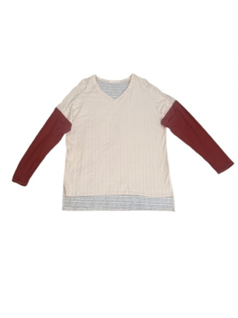 B031 Haptics Multi Panel Long Sleeve V Neck High Low Top
